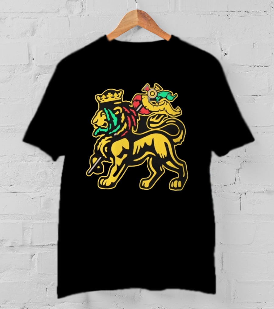 Conquering Lion Of Judah Rastafarian Flag T-Shirt