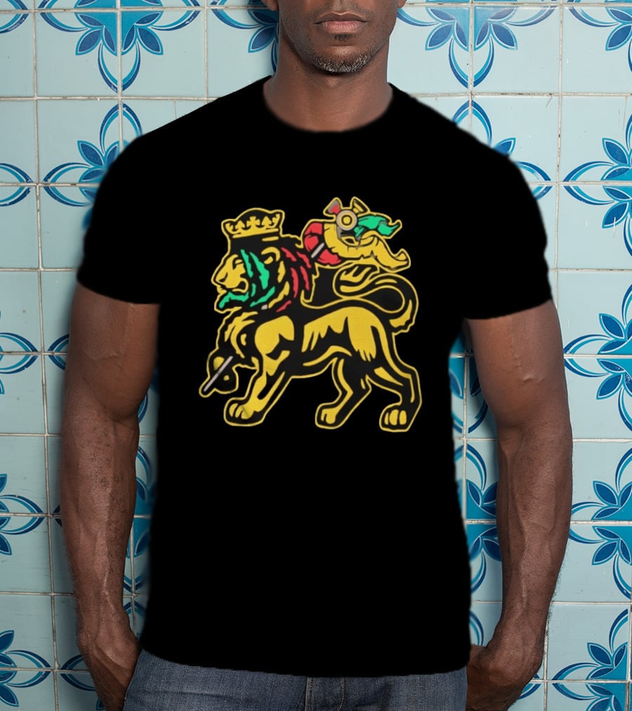 Conquering Lion Of Judah Rastafarian Flag T-Shirt