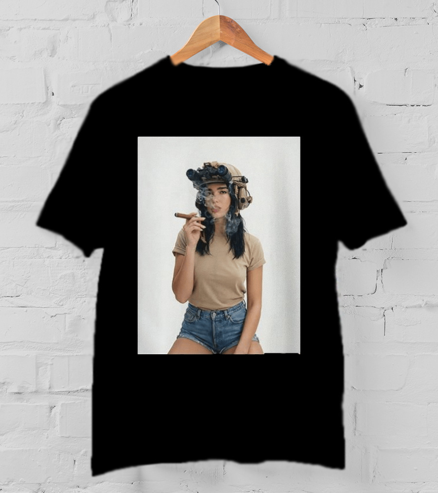 D Lipa Smoking Cigar Night Vision Helmet Aesthetic T-Shirt