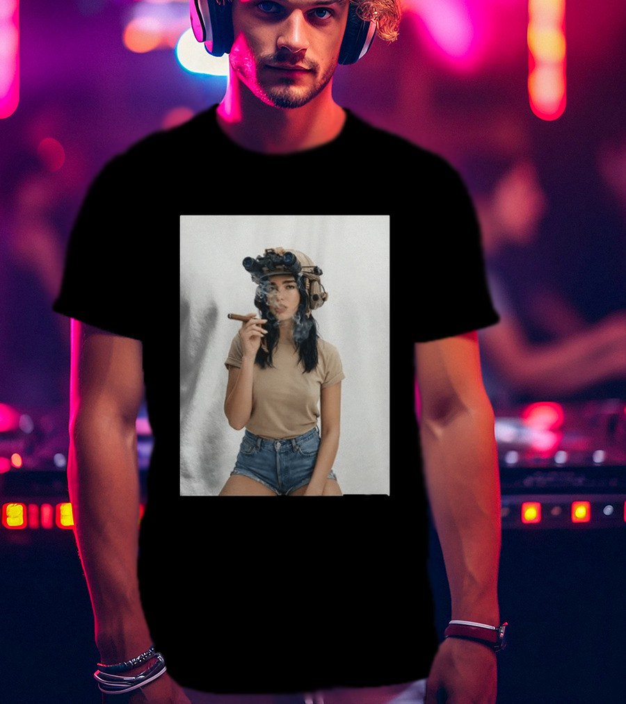 D Lipa Smoking Cigar Night Vision Helmet Aesthetic T-Shirt