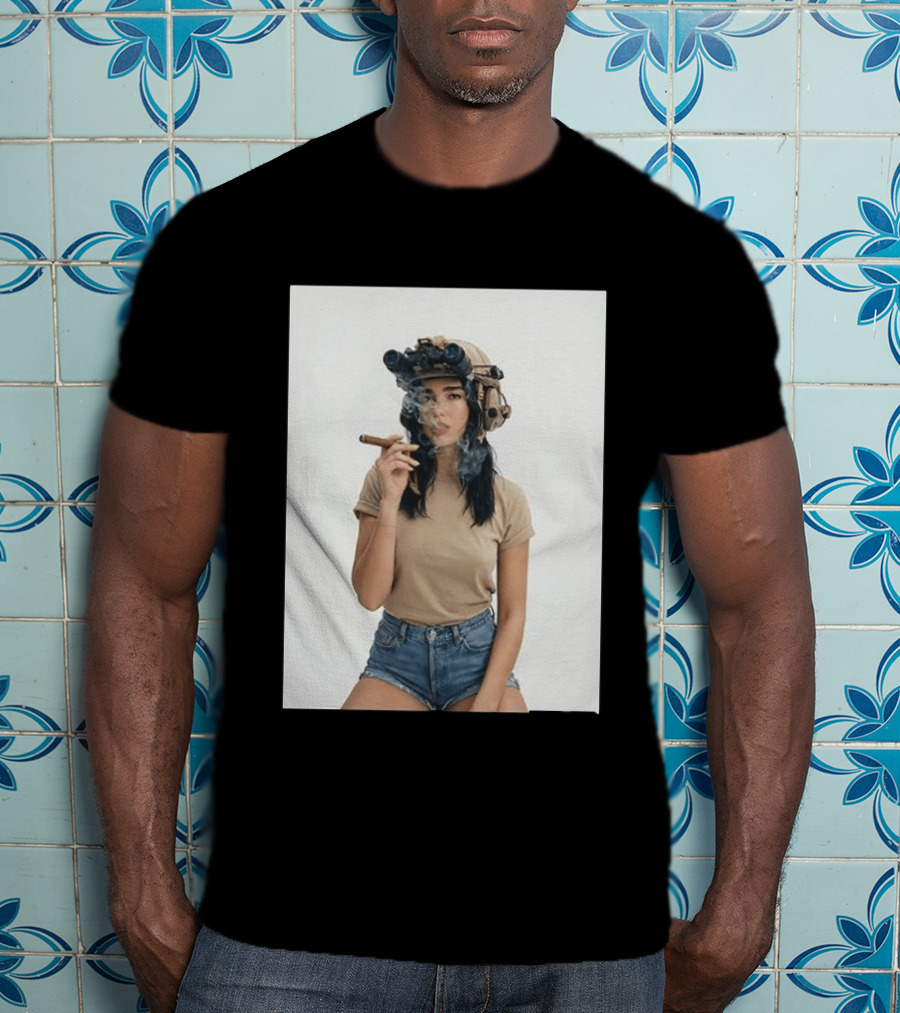D Lipa Smoking Cigar Night Vision Helmet Aesthetic T-Shirt