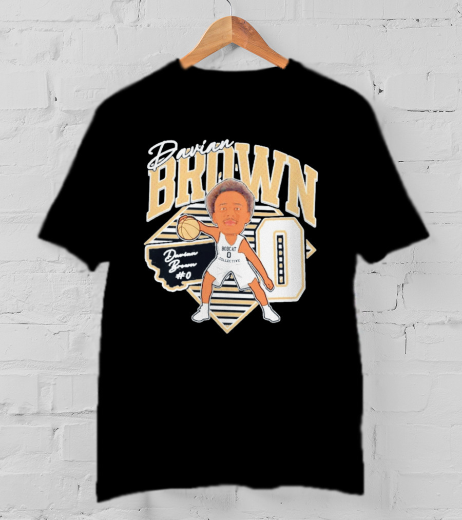 Davian Brown Bobcat Collective #0 Caricature Montana State T-Shirt