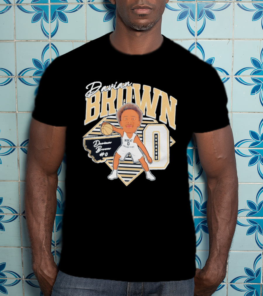 Davian Brown Bobcat Collective #0 Caricature Montana State T-Shirt
