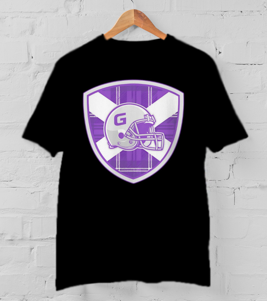 Glasgow Tartan Football Helmet Badge With St. Andrew's Cross T-Shirt