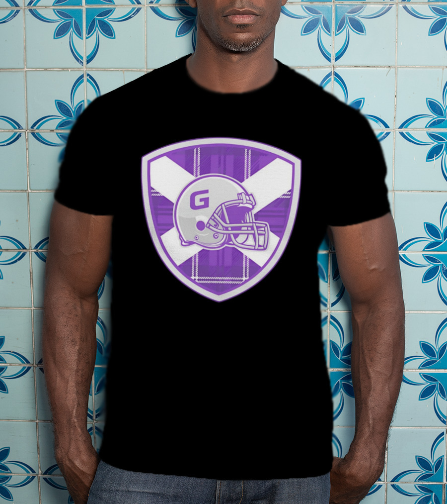 Glasgow Tartan Football Helmet Badge With St. Andrew's Cross T-Shirt