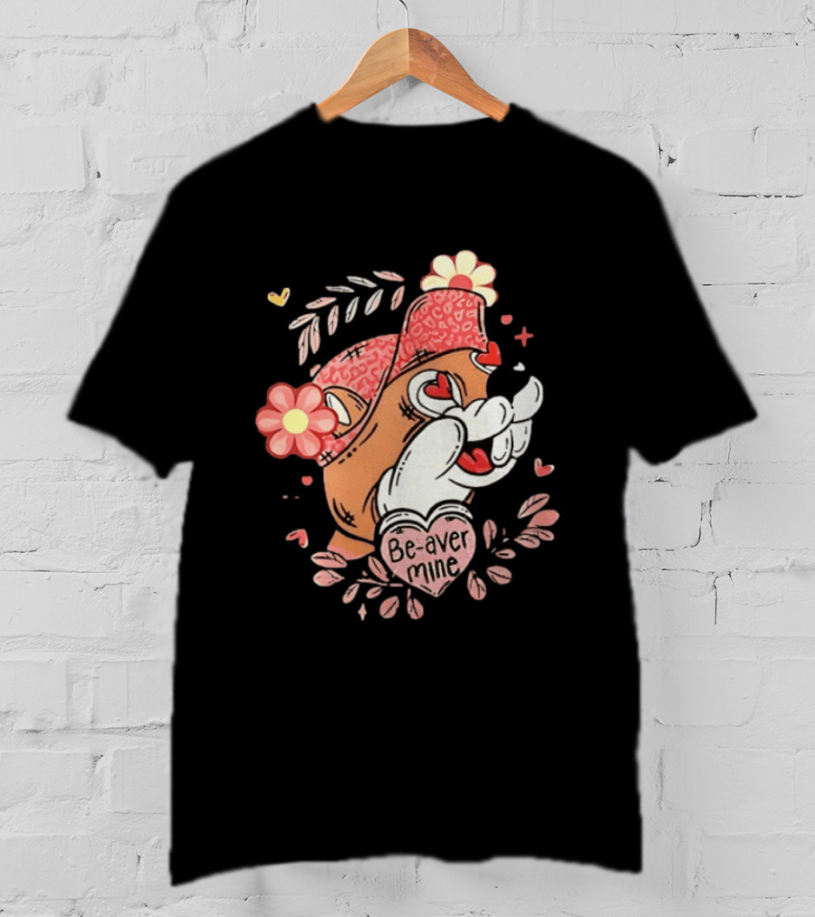 Buc Ee's Beaver Be Mine Valentine's Day Flowers Hearts T-Shirt