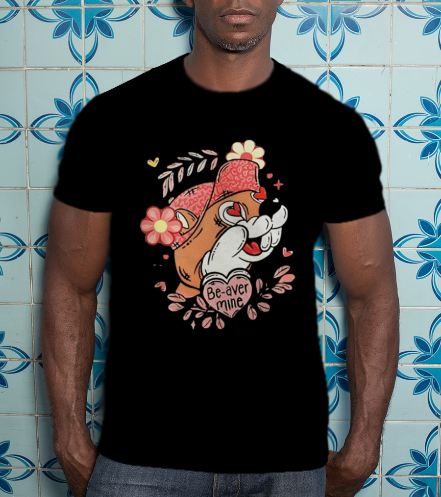 Buc Ee's Beaver Be Mine Valentine's Day Flowers Hearts T-Shirt