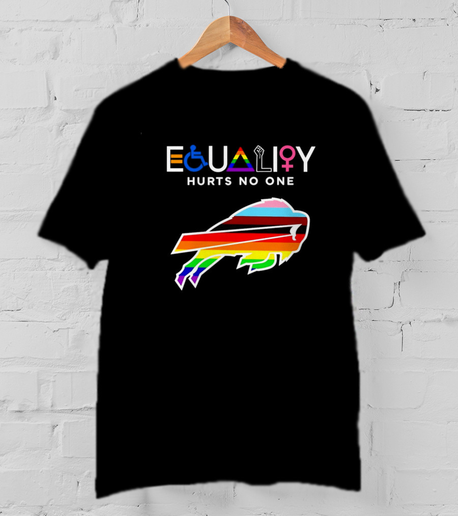 Buffalo Bills Equality Hurts No One Inclusivity Symbol With Rainbow Pride T-Shirt