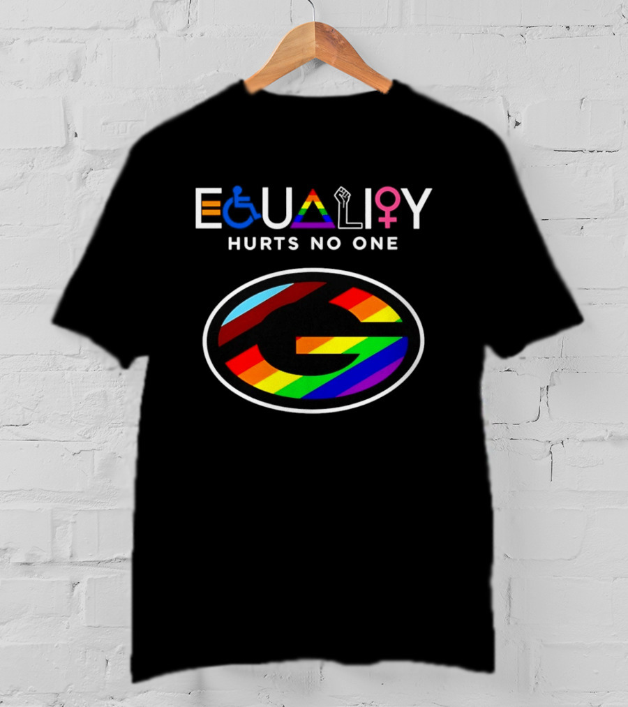 EQUALITY HURTS NO ONE Green Bay Packers Rainbow T-Shirt