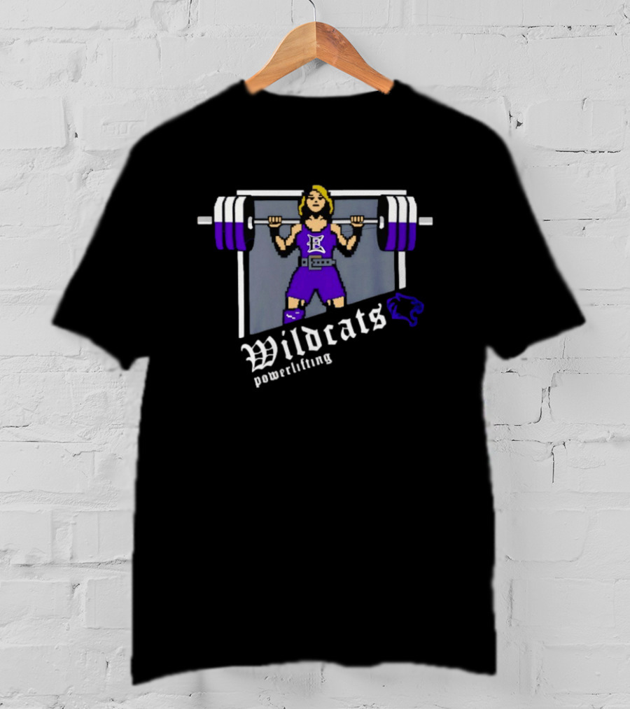 Elgin Wildcats Powerlifting Pixel Weightlifter Embroidery T-Shirt