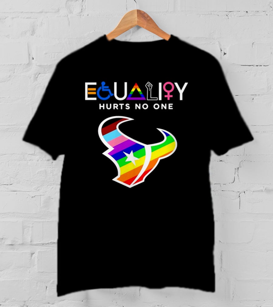 Houston Texans Equality Rainbow Logo Hurts No One T-Shirt