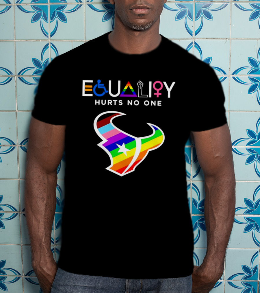 Houston Texans Equality Rainbow Logo Hurts No One T-Shirt