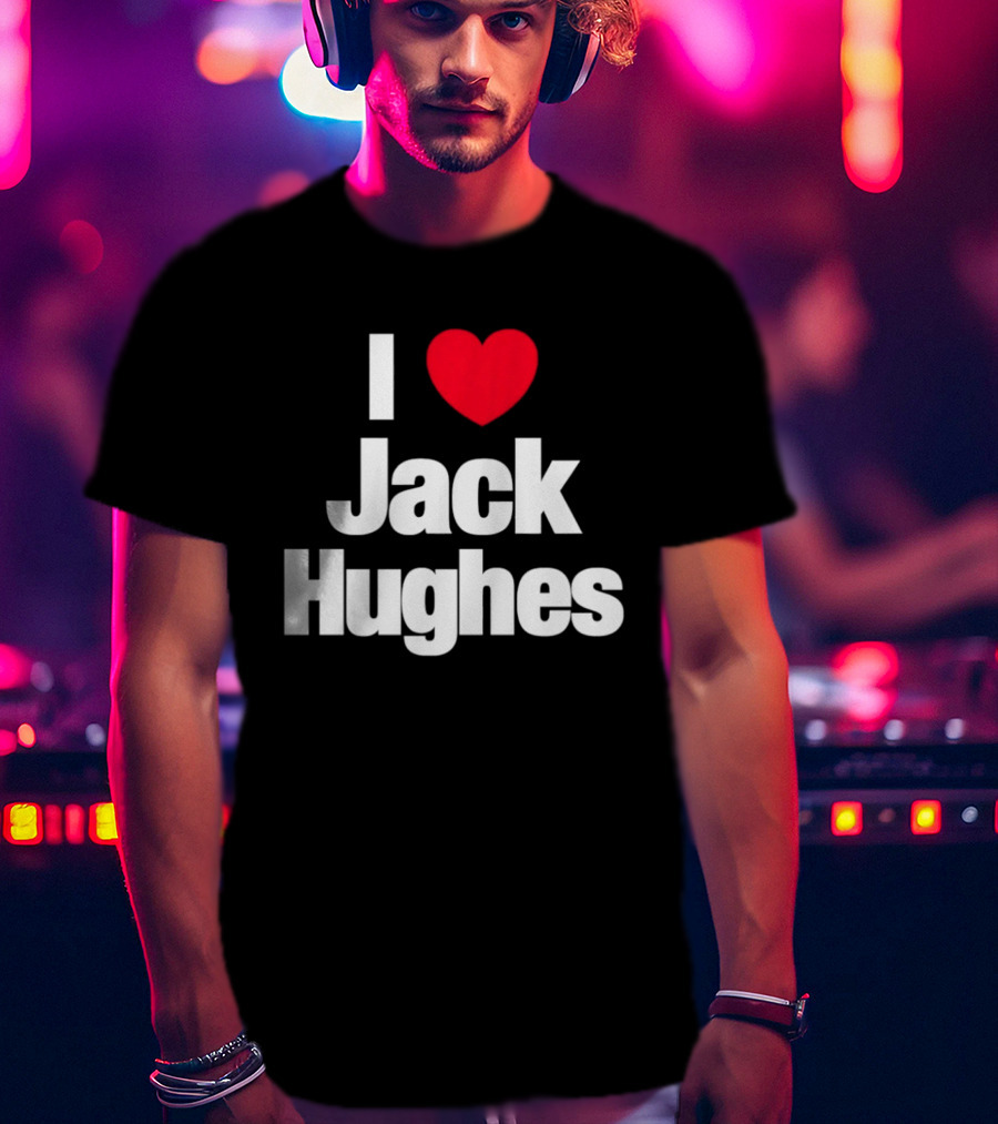 I Love Jack Hughes New Jersey Devils Heart Fan T-Shirt