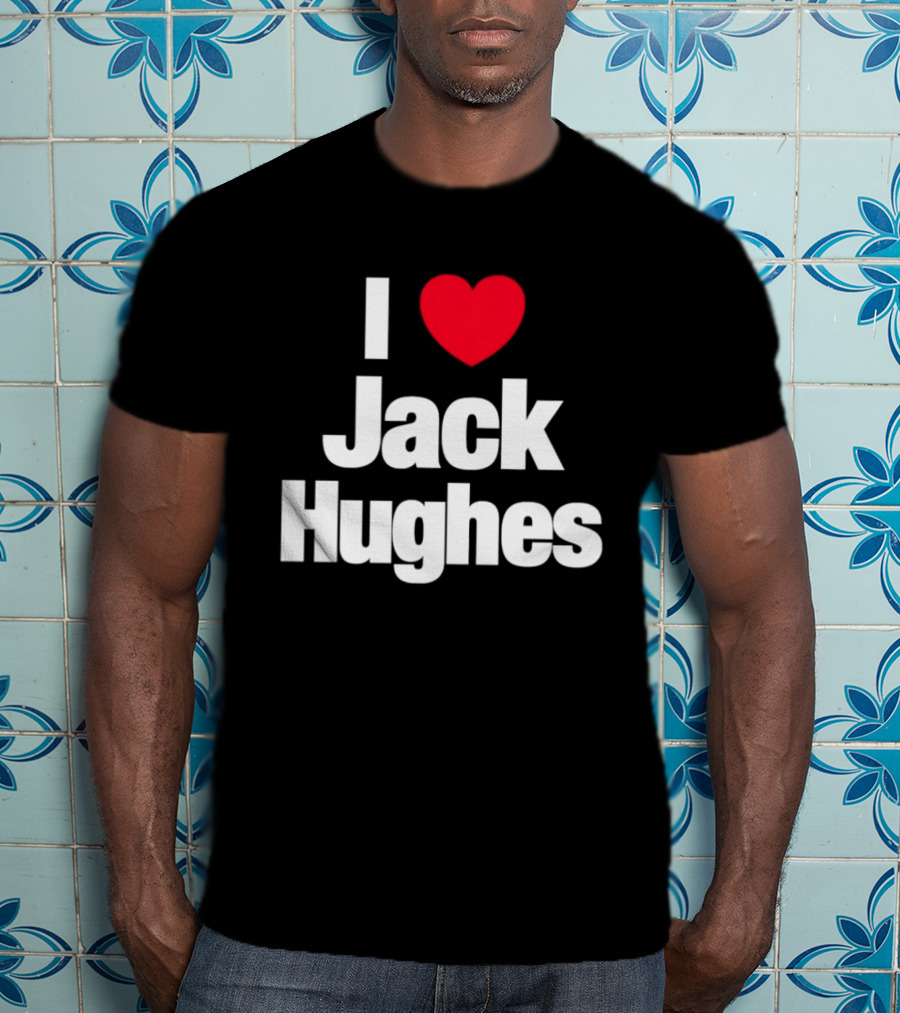 I Love Jack Hughes New Jersey Devils Heart Fan T-Shirt