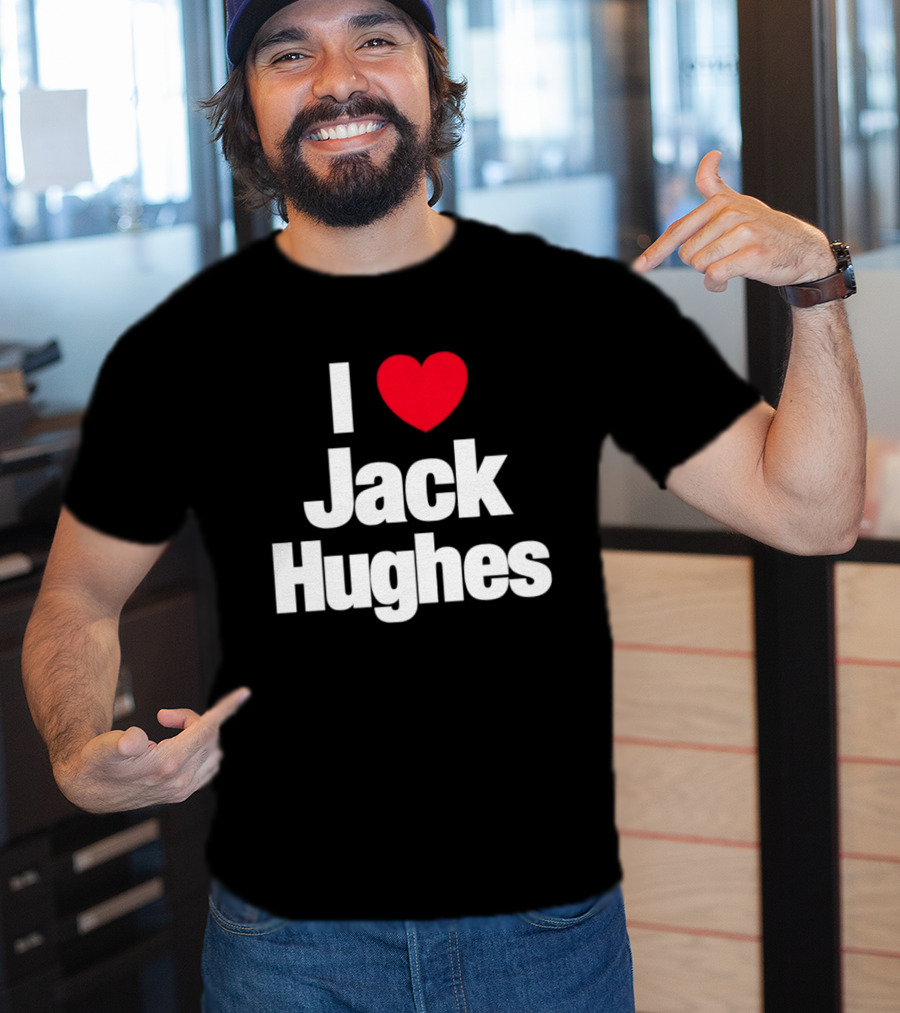 I Love Jack Hughes New Jersey Devils Heart Fan T-Shirt