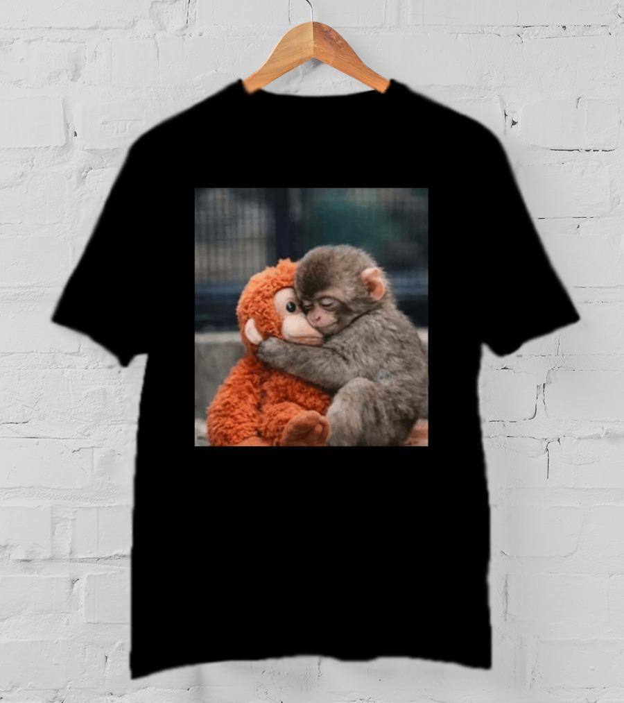 Ichikawa Zoo Punch Monkey Hugging Stuffed Toy Image T-Shirt