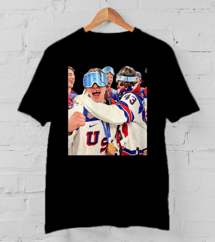 USA Hockey Gold Medal Celebration Jack Hughes Team USA 2026 T-Shirt