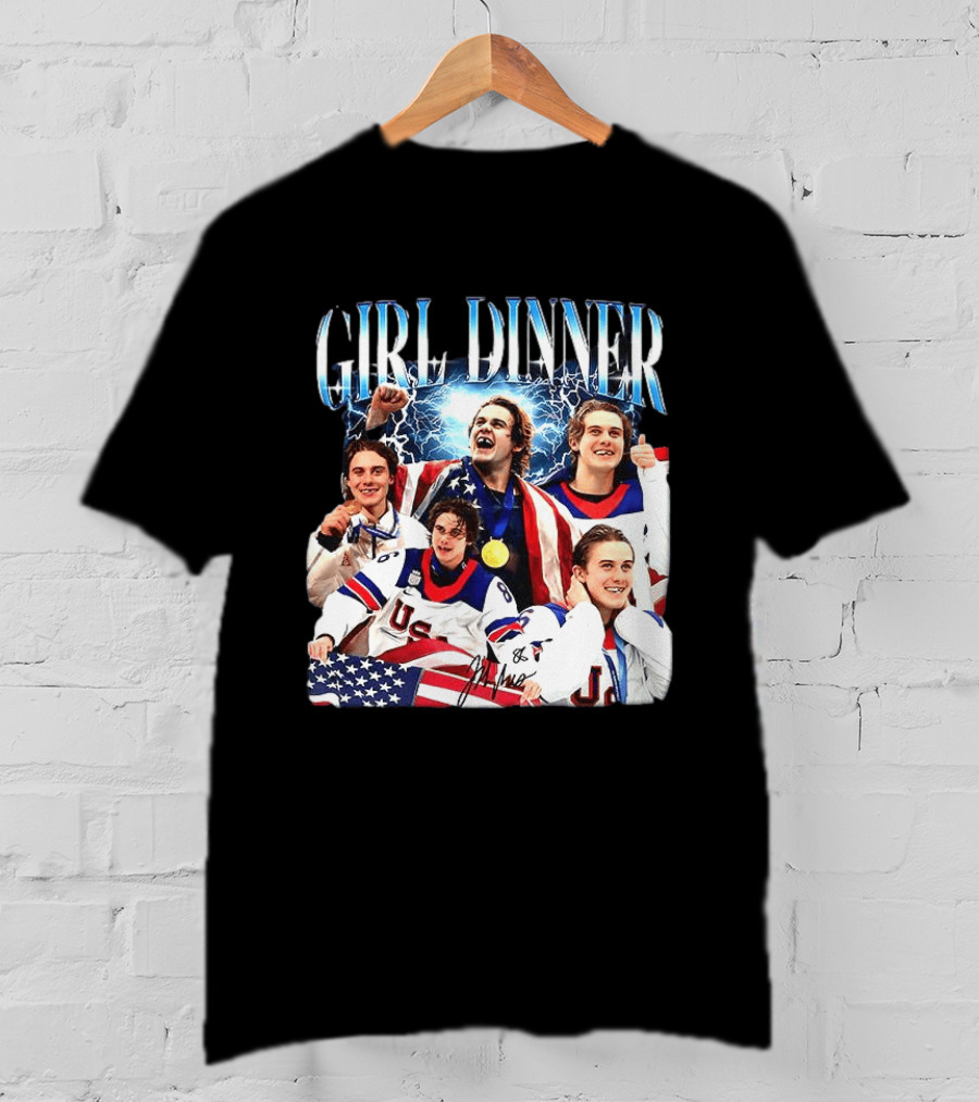 Girl Dinner Jack Hughes USA Hockey Team Celebration T-Shirt