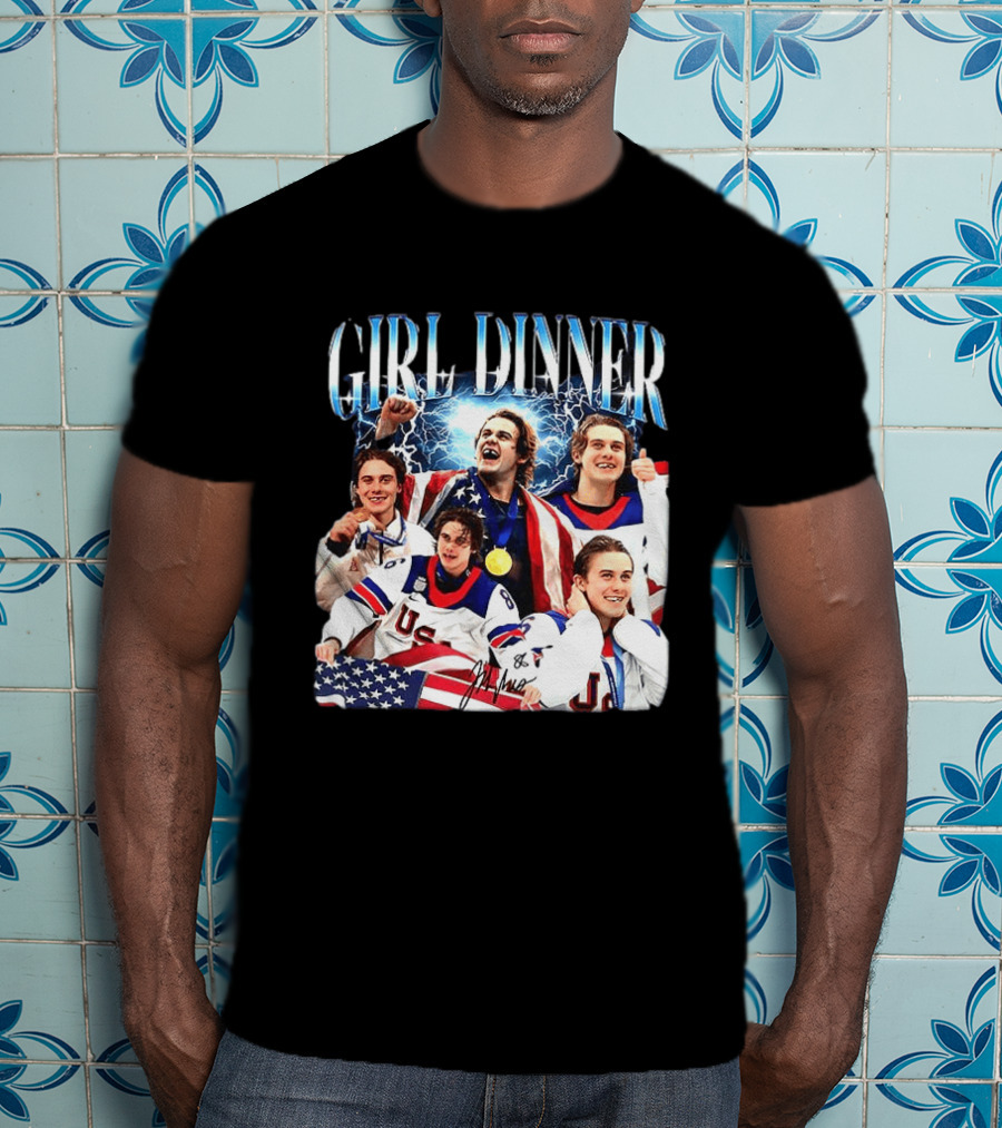Girl Dinner Jack Hughes USA Hockey Team Celebration T-Shirt