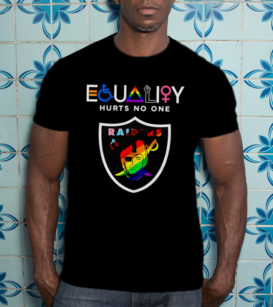 Las Vegas Raiders Equality Rainbow Symbol Hurts No One T-Shirt