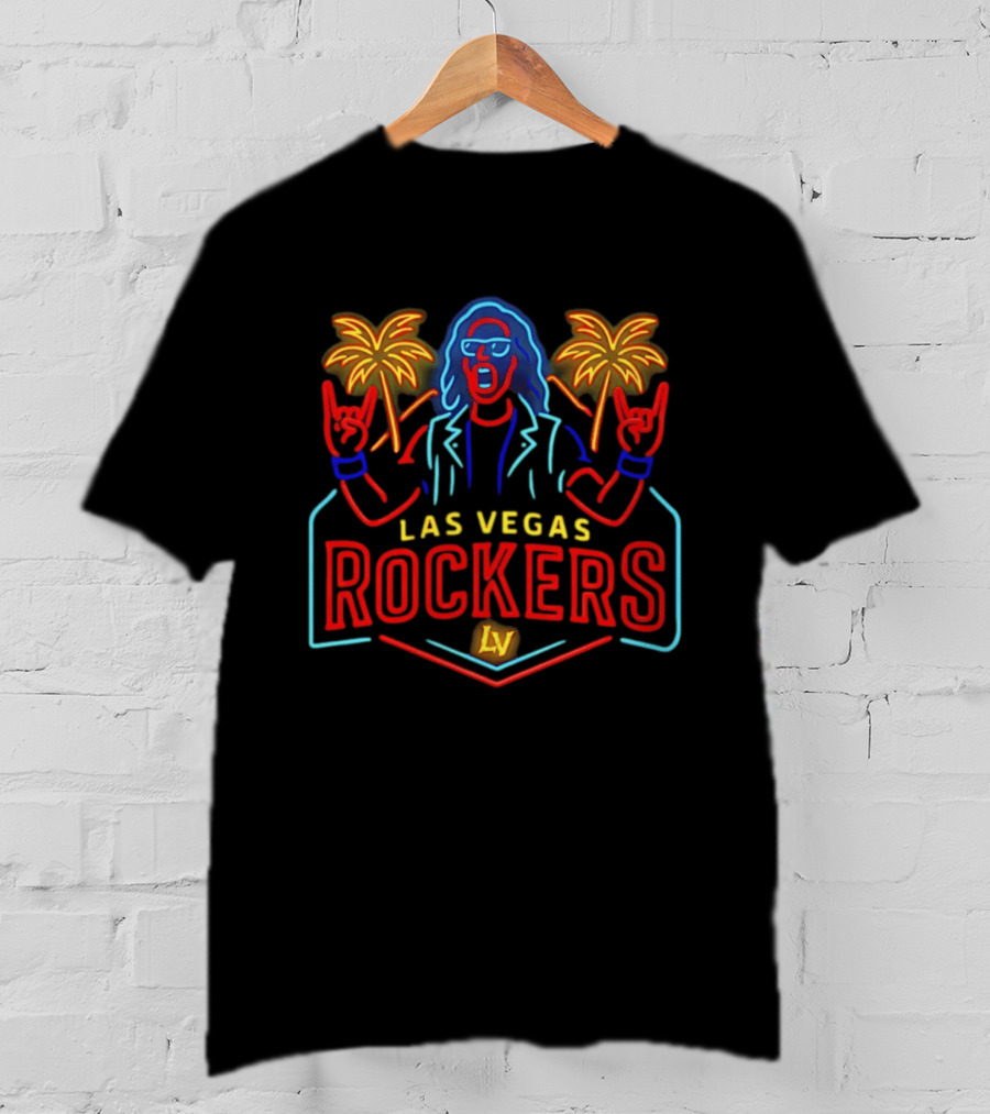 Las Vegas Rockers Neon Palm Trees Rockstar T-Shirt