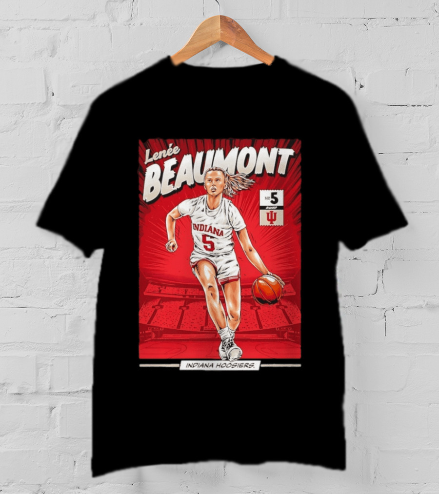 Lenée Beaumont Indiana Hoosiers No 5 Comic Basketball Athlete T-Shirt