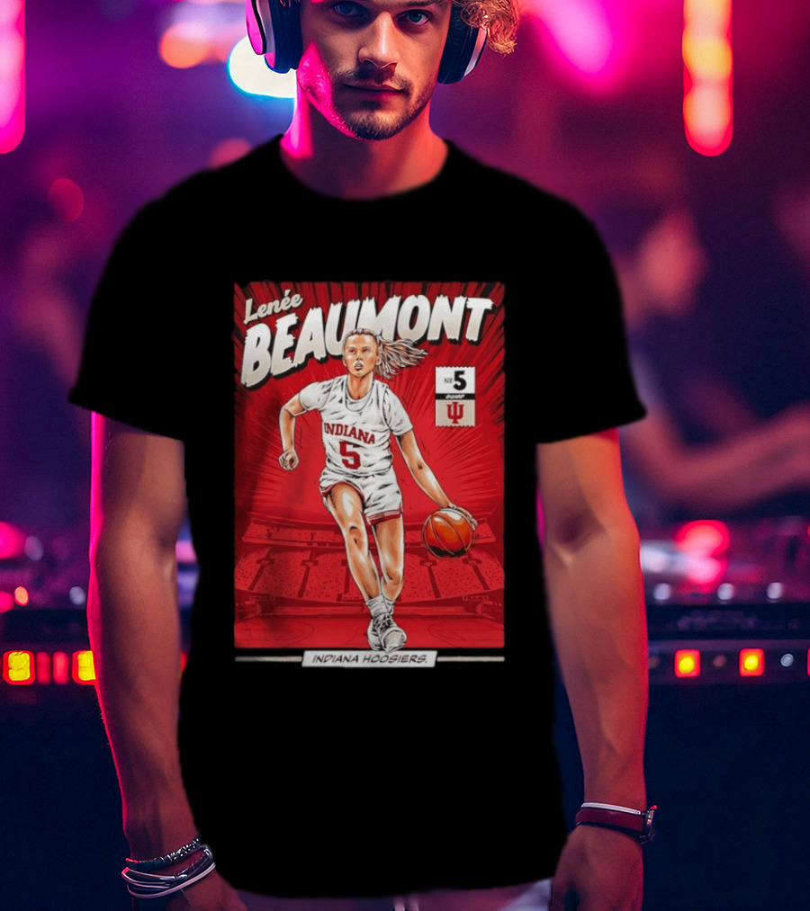 Lenée Beaumont Indiana Hoosiers No 5 Comic Basketball Athlete T-Shirt