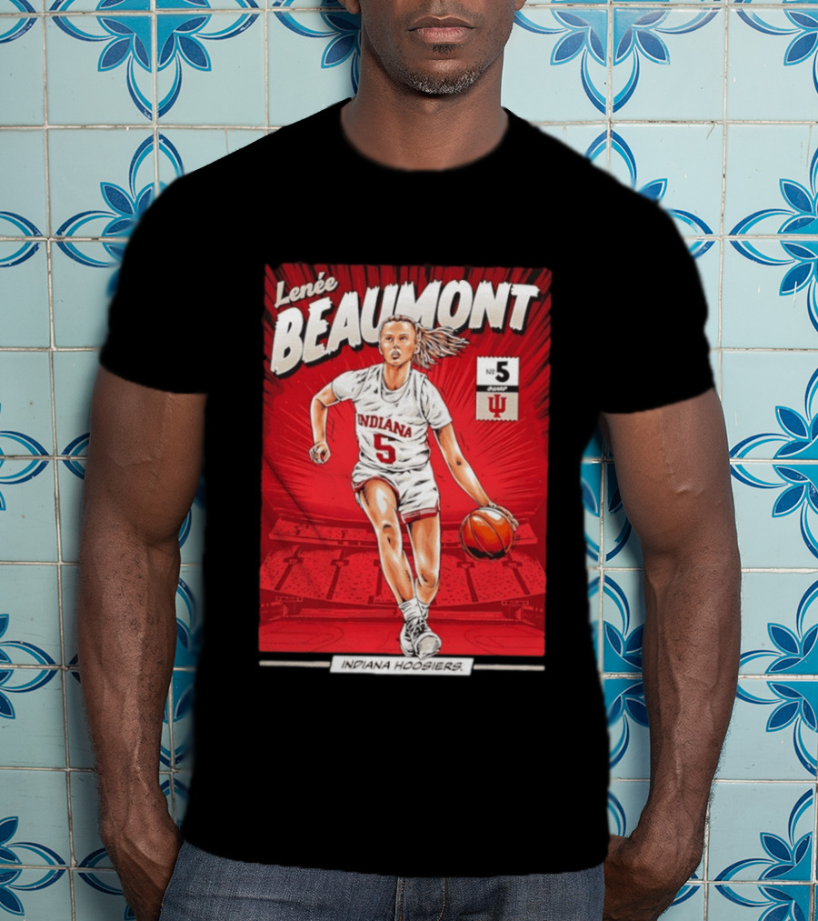 Lenée Beaumont Indiana Hoosiers No 5 Comic Basketball Athlete T-Shirt