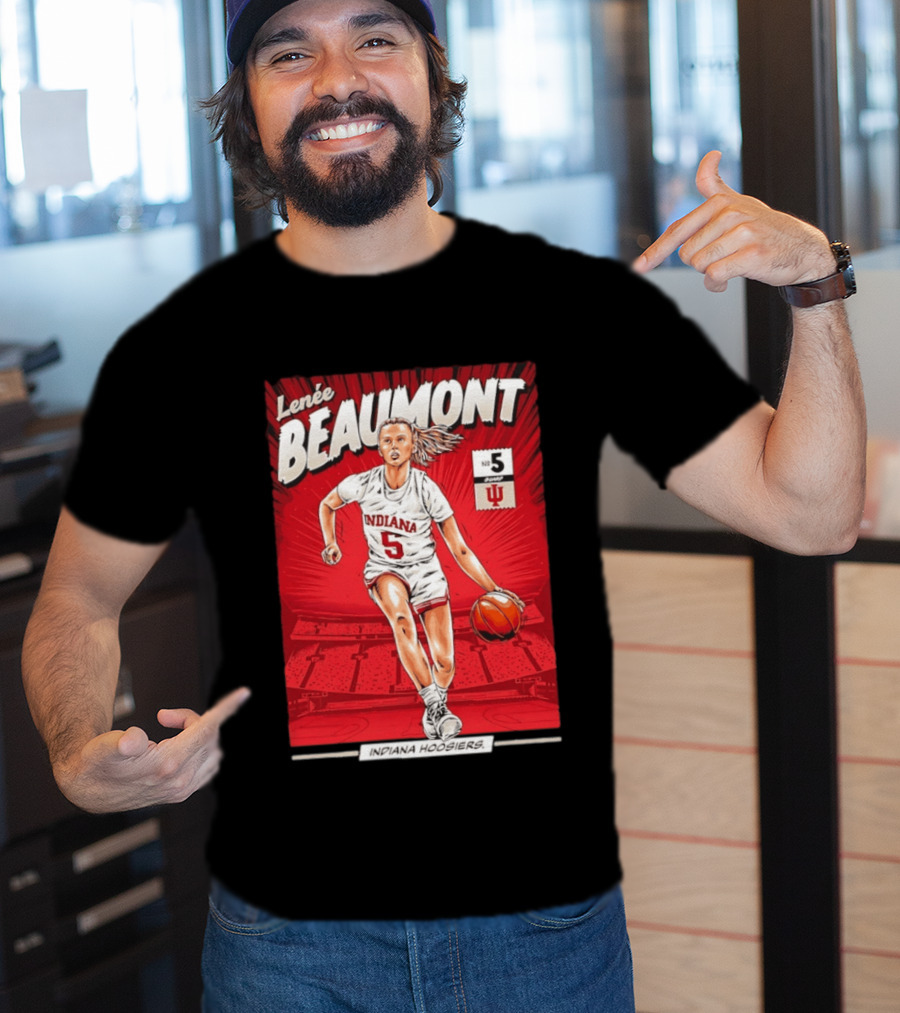 Lenée Beaumont Indiana Hoosiers No 5 Comic Basketball Athlete T-Shirt