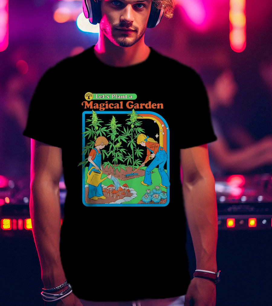 Let's Plant A Magical Garden Children Steven Rhodes Retro Gardening Adventure T-Shirt