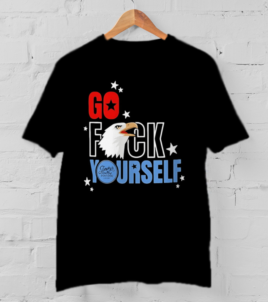 Jimmys Famous Seafood Go F Yourself Bald Eagle Stars T-Shirt