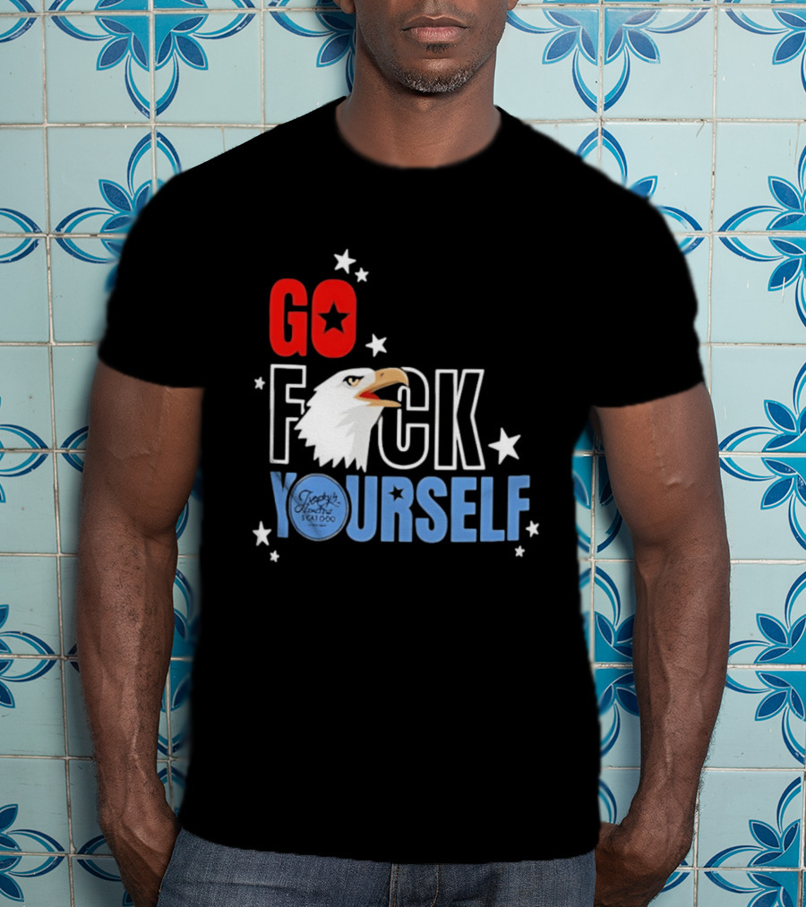 Jimmys Famous Seafood Go F Yourself Bald Eagle Stars T-Shirt