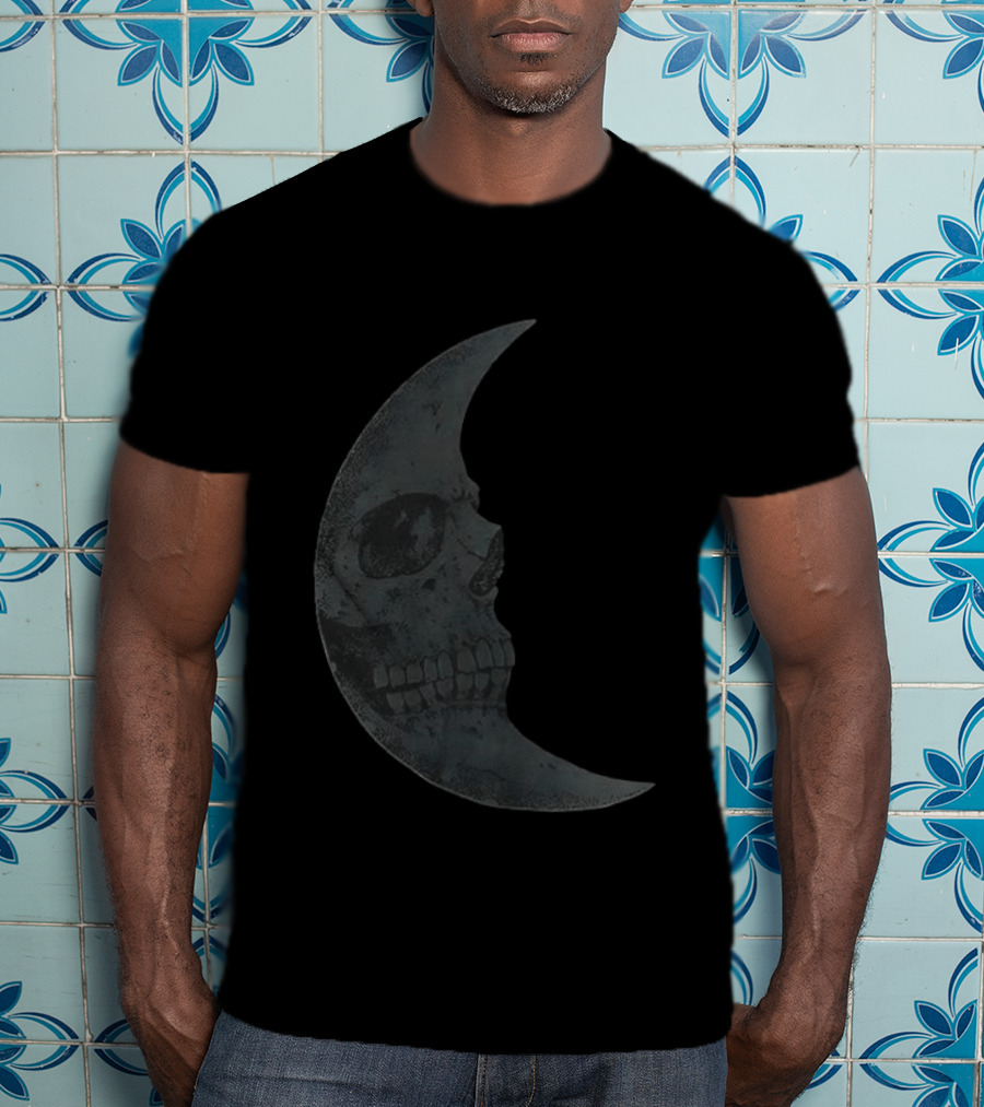 Lunar Crescent Skull Art Crescent Moon Skull T-Shirt