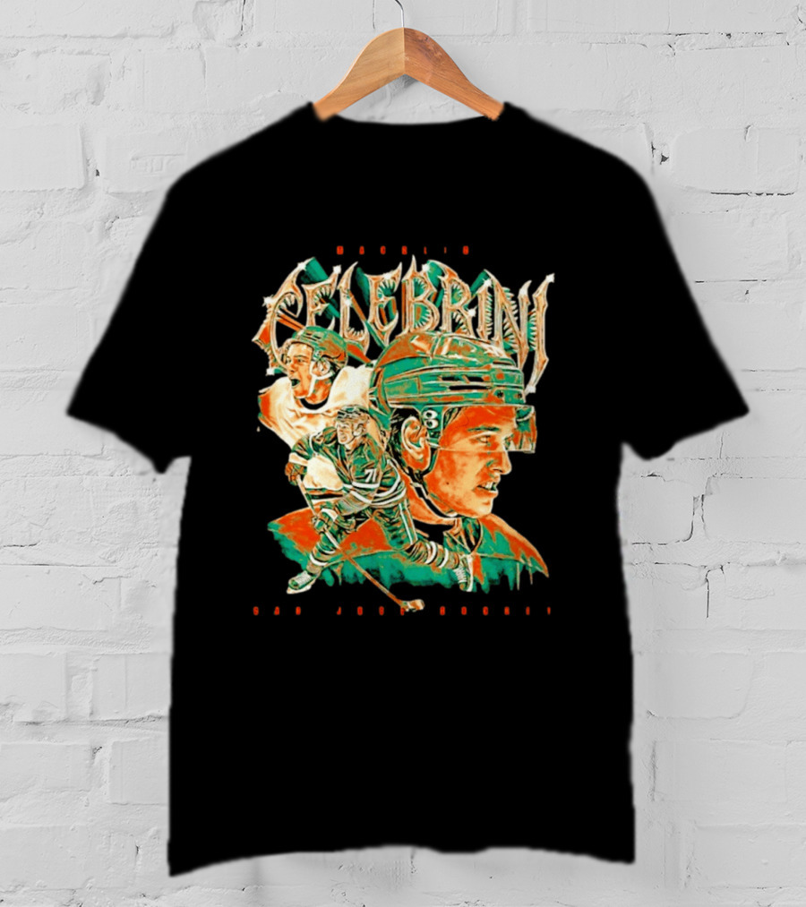 Macklin Celebrini Hockey San Jose Collage T-Shirt