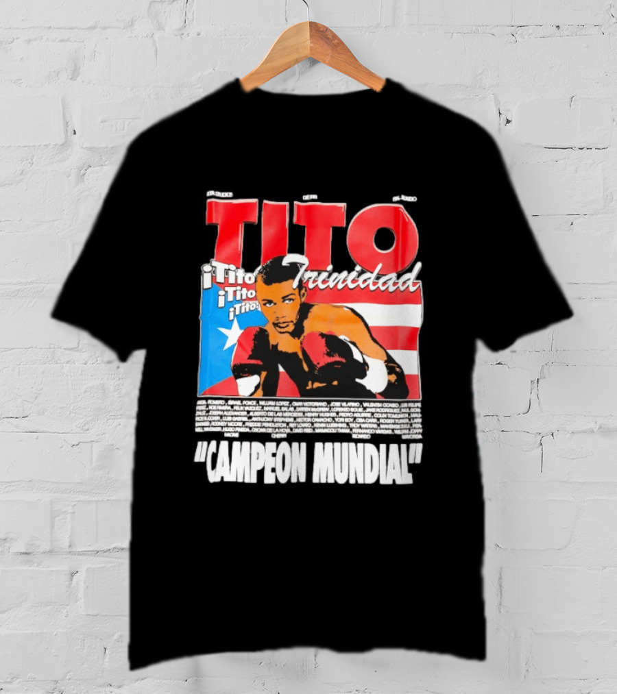 Tito Trinidad Campeon Mundial Puerto Rican Flag Boxing Legend T-Shirt