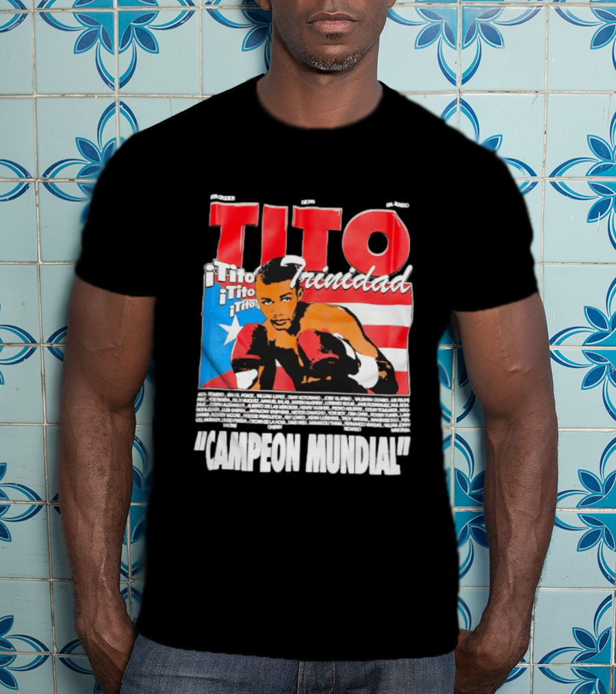 Tito Trinidad Campeon Mundial Puerto Rican Flag Boxing Legend T-Shirt