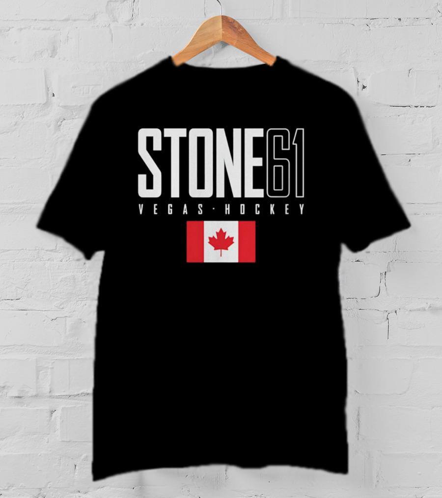 Vegas Hockey Stone 61 Canada Flag T-Shirt