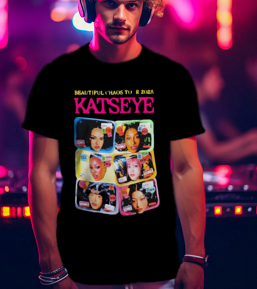 Beautiful Chaos Tour 2025 Katseye Selfie Expressive Portraits 90s Pop T-Shirt