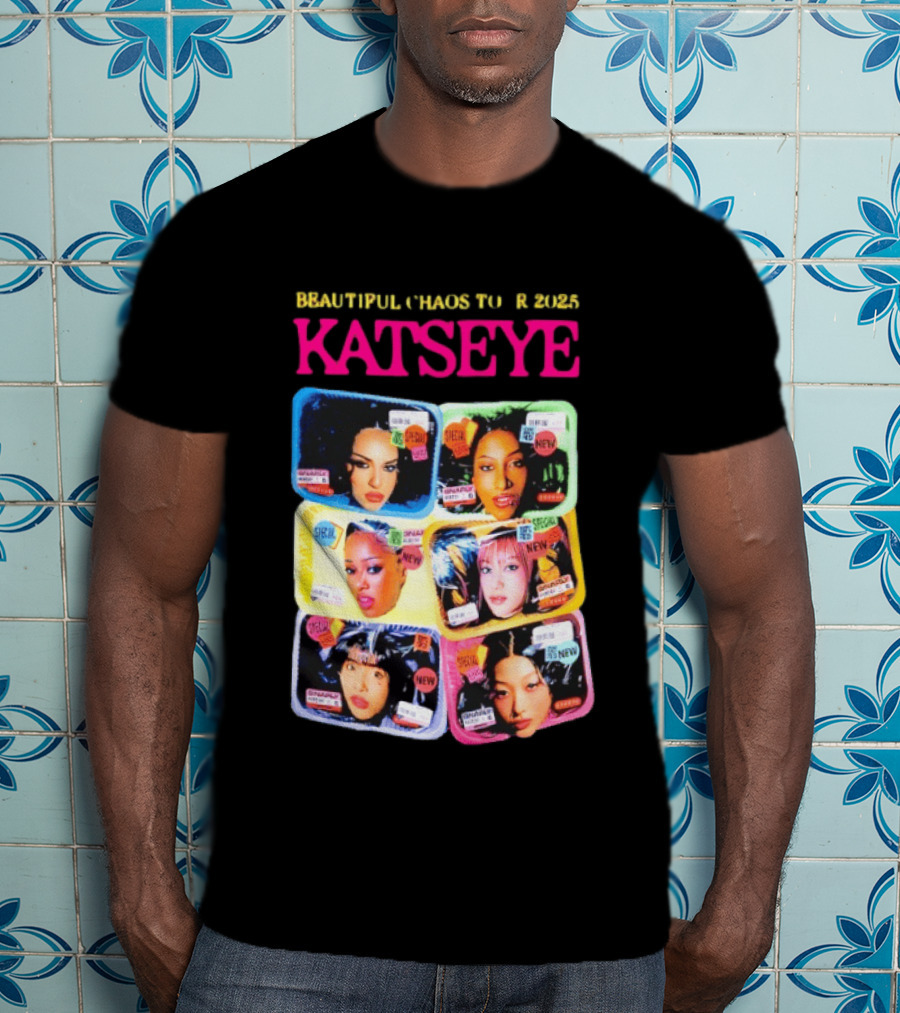 Beautiful Chaos Tour 2025 Katseye Selfie Expressive Portraits 90s Pop T-Shirt