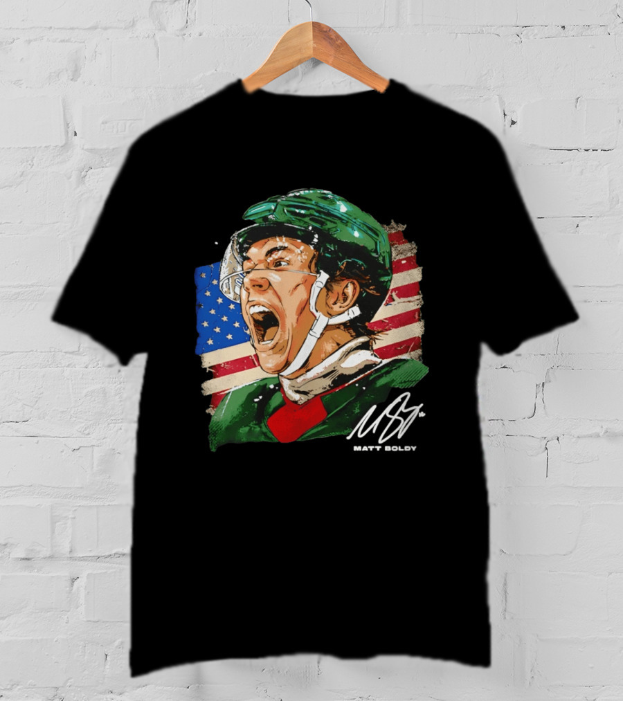 Matt Boldy USA Hockey Minnesota Wild Flag Celebration T-Shirt