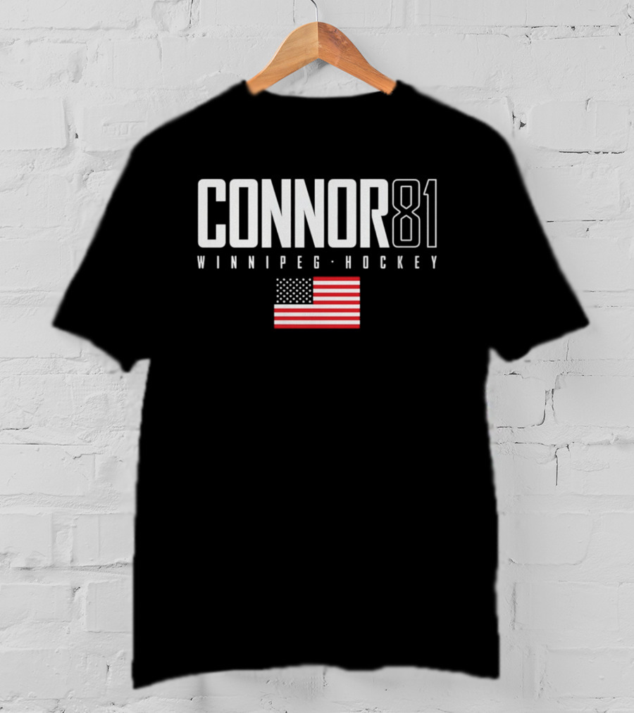 Connor 81 Winnipeg Hockey USA Flag T-Shirt