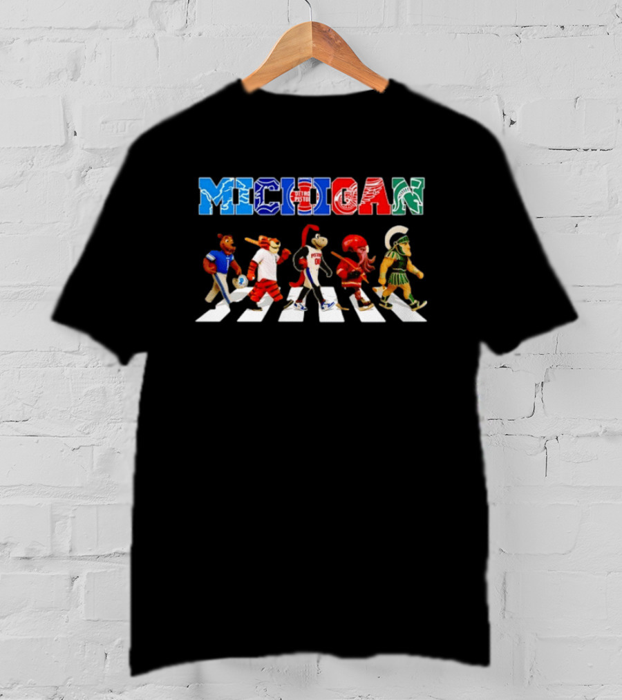 Michigan State Spartans Detroit Lions Tigers Pistons Red Wings Abbey Road T-Shirt