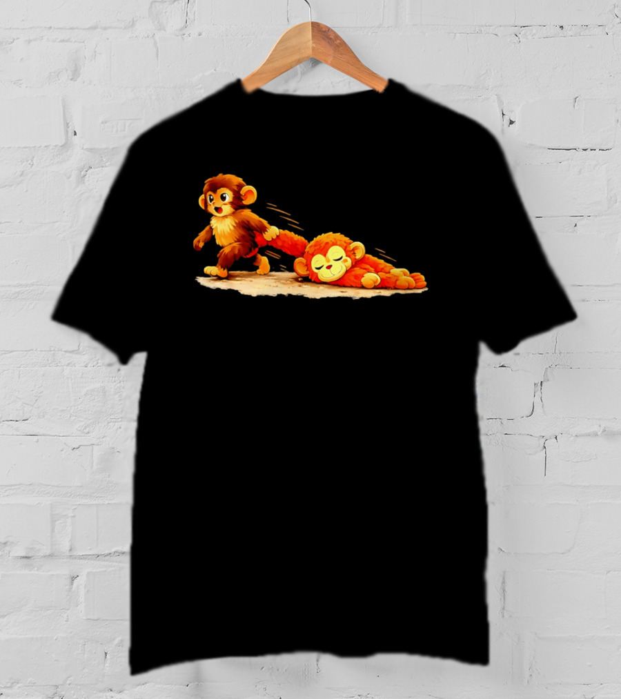 Monkey Baby Pulling Sleeping Monkey Meme T-Shirt