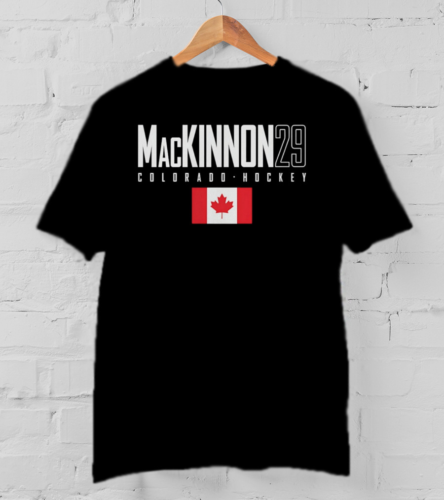 MacKinnon 29 Colorado Hockey With Canada Flag T-Shirt