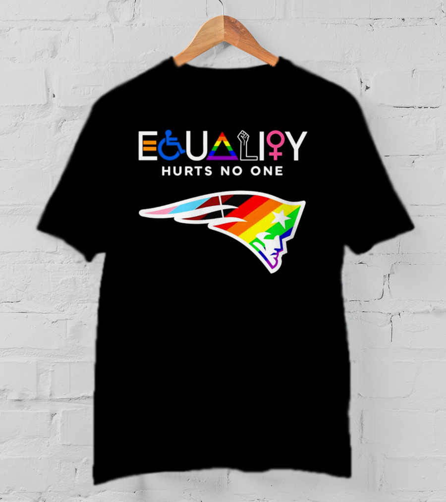 New England Patriots Equality Hurts No One Inclusive Pride Logos T-Shirt