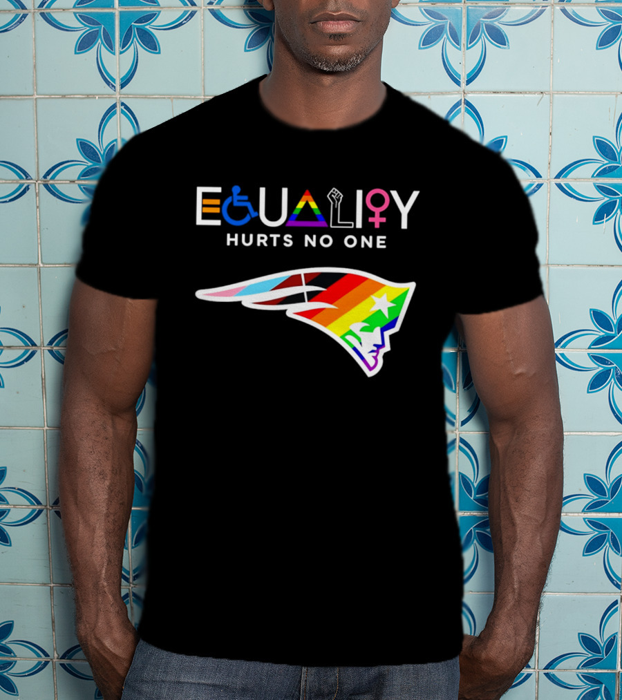 New England Patriots Equality Hurts No One Inclusive Pride Logos T-Shirt