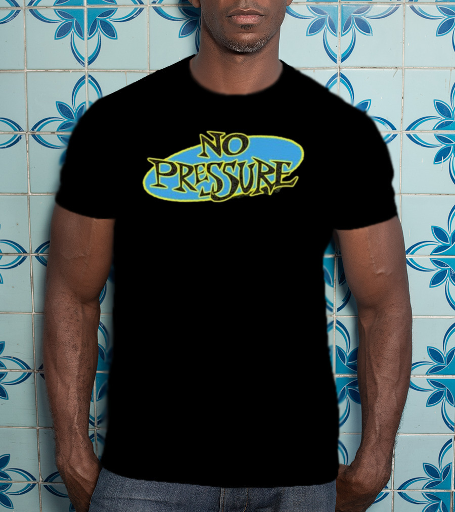 Retro Text Style No Pressure Blue Yellow T-Shirt