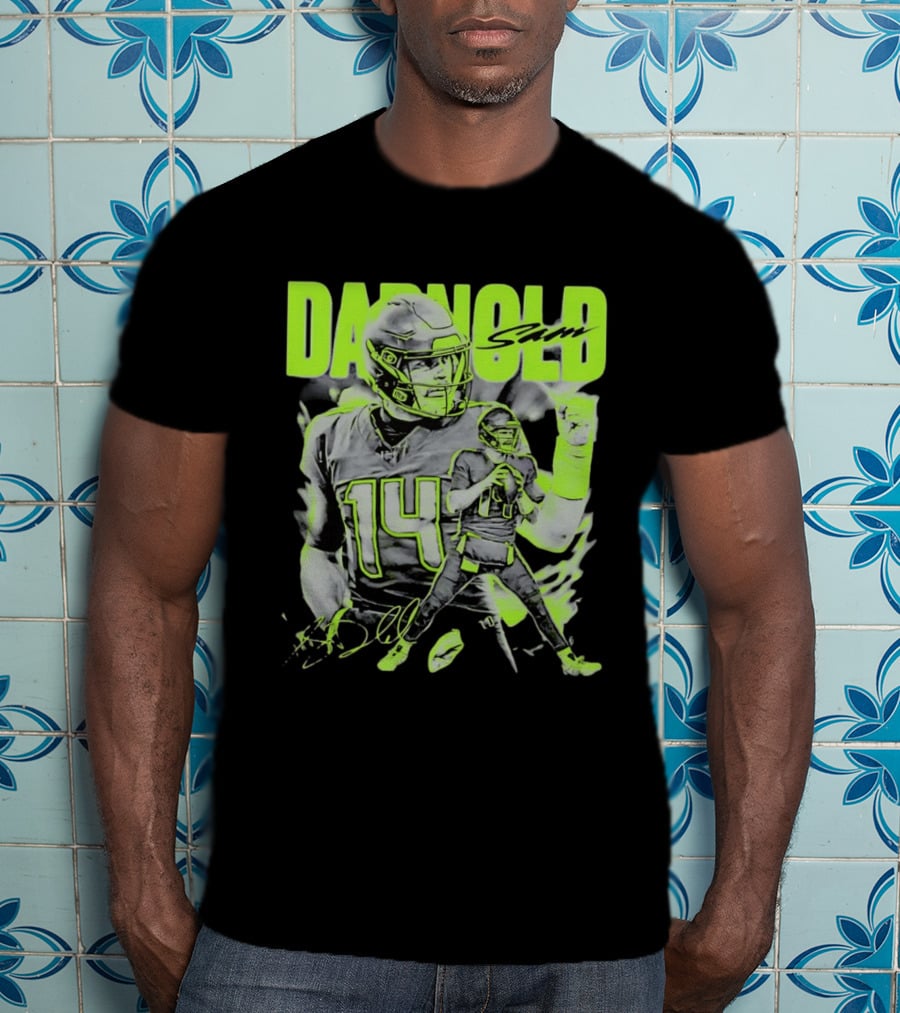 Sam Darnold Seattle Number 14 Neon Sports T-Shirt