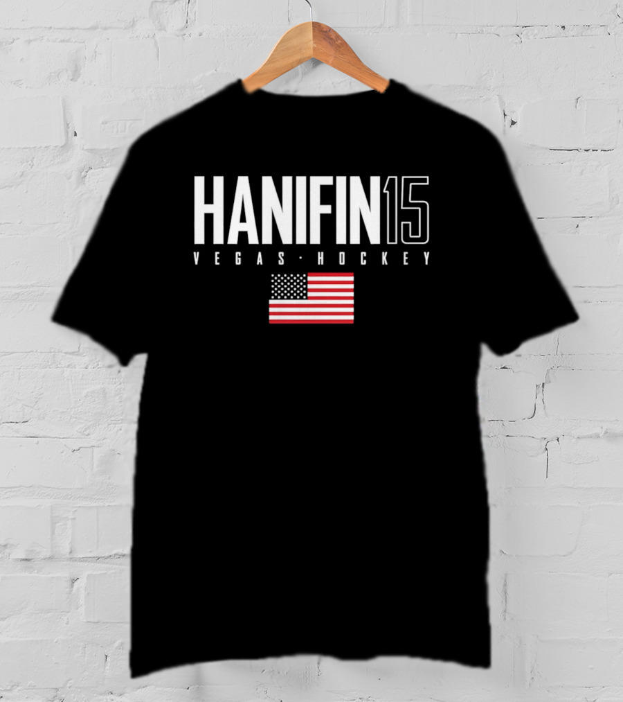 Hanifin 15 Vegas Hockey USA Flag T-Shirt