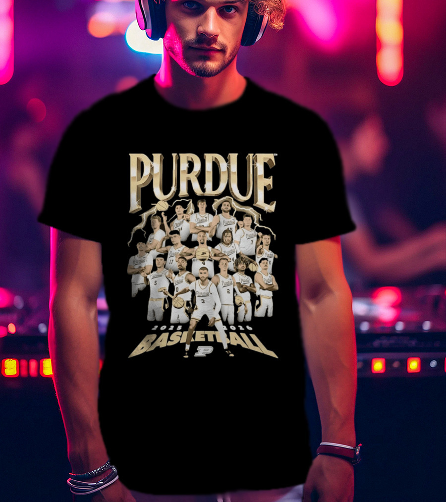 Purdue Boilermakers 2025 2026 Basketball Team Players Collage T-Shirt